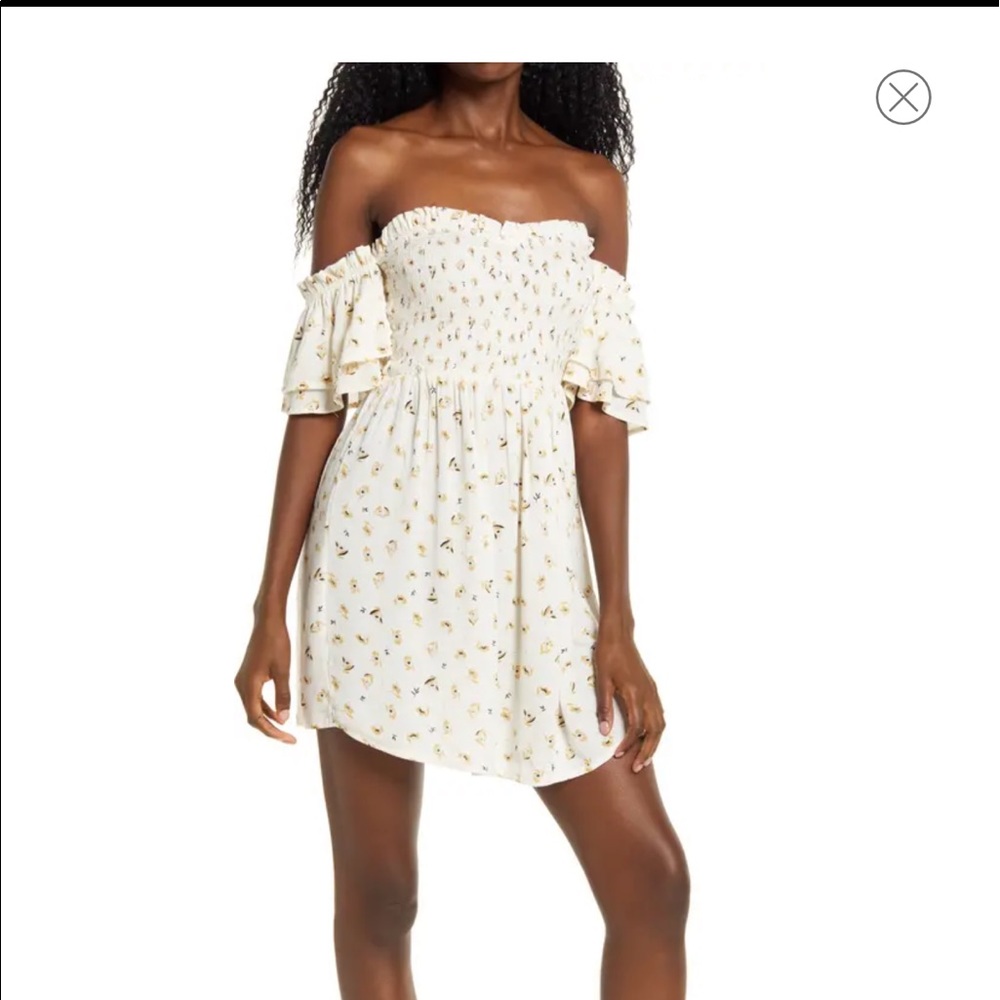 Billabong dancing sun off the shoulder mini dress